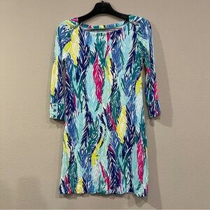Lilly Pulitzer Sophie Dress UPF 50+ "Light as a Feather"  3/4 sleeve boatneck XS